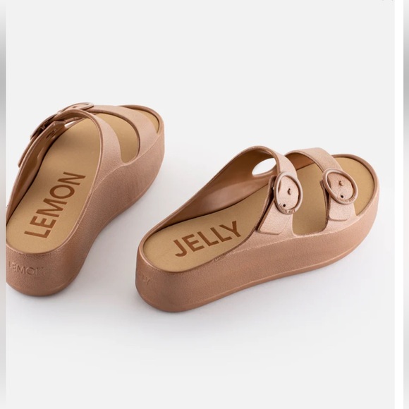 Lemon Jelly Gaia Platform sandal bronze metal NWOB size 39/8 US - Picture 4 of 12